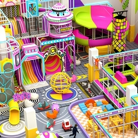 Aire de jeux intérieure pour enfants, directement de l'usine, avec jeux gonflables, piscine à balles colorée sur mesure et grand toboggan