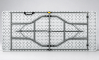 Table pliante d'extérieur moderne en plastique blanc LuckyOCT ZC180 180x74cm 6ft, facile à transporter, imperméable, légère, empilable, durable