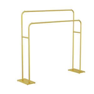 Étagère de présentation en métal à double barre, double rangée, simple barre, sur pied, pour magasin de vêtements pour femmes et hommes, avec étagère latérale suspendue - Product Image 1