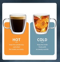 Mug à café en verre borosilicate à double paroi, sans BPA, résistant à la chaleur, IKOO (150 ml-350 ml)