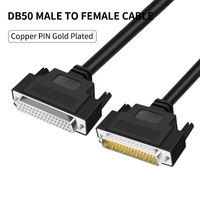 Kabel Ekstensi Data DB50 50-Pin D-Sub Sudut 180 Derajat Berkualitas Tinggi, Male ke Female, Terproteksi untuk PLC, Industri, dan Otomasi CNC