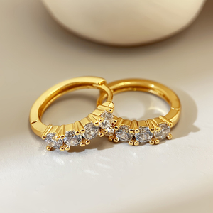 Listos para Enviar al por Mayor, Pendientes de Aro con Circonitas y Baño de Oro de 18K para Mujer - Product Image 3