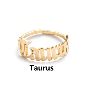 Anillo de Acero Inoxidable Chapado en Oro de 18K con 12 Signos del Zodiaco 2025, Joyería de Moda, Anillo de Horóscopo Abierto y Ajustable para Hombre y Mujer - Product Image 6