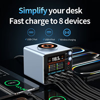 Chargeur magnétique rapide 140W 8 ports USB-A USB-C PD3.0 QC pour ordinateur portable et téléphone, alimentation régulée 2.7-24V DC pour laboratoire et réparation