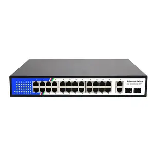 Interruptor Gigabit de 24 puertos, conmutador POE de 1000Mbps, conmutador de red inteligente de 48V POE, interruptor de red sobre Cámara Ethernet, 2 puertos, Uplink 2 SFP