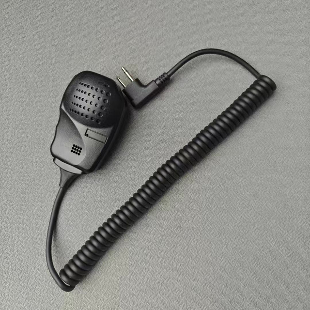 2-Pin Dynamic Microphone Remote Shoulder Speaker Mic Wired PTT Handheld Noise Cancelling Coiled Cable for Universal Two Way