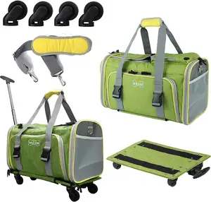 JW-transportador de mascotas con ruedas, Transportín de perros enrollable y cómodo, aprobado por la línea aérea de viaje