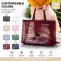 Hochwertige Polyester-Nylon-Gaze Einkaufstasche, Supermarkt-Tasche mit Großer Kapazität, Transparente Netz-Tragetasche für Einkaufszentren und Reisen