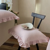 Set selimut katun warna polos Modern Perancis, lapisan ganda 200TC Anti debu benang tungau ramah kulit semua musim