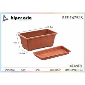 Fioriera rettangolare in plastica con vassoio 445x205x14 cm per acquisti all'ingrosso per il tuo giardino esterno o piante da interno - Product Image 1
