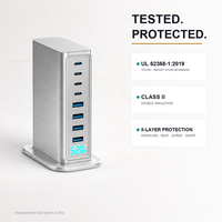 Chargeur de bureau 8 ports 520W GaN USB C, 4C PD100W + 4A QC30W, écran intelligent, charge rapide pour ordinateur portable, UKCA