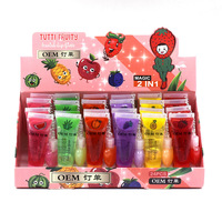OEM ODM OBM Private Label 24 stuks Hydraterende Hartvormig Liefdesdesign Nieuwe Fruit Charm Transparante Kleurloze Lip Olie