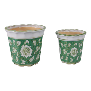 Pots de fleurs décoratifs à motif floral vert pour une utilisation à la maison et en extérieur - Product Image 4