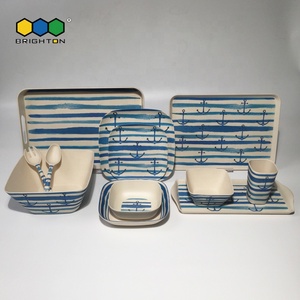 Meilleur vente fibre de bambou 17 pouces rect poignée traysindoor et en plein air à manger plateaux de service pour en gros - Product Image 6
