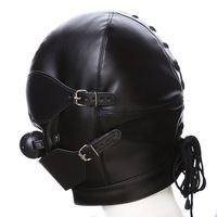 Masque en cuir BDSM fétichiste avec bouche noire pour fêtes, jeux de rôle et jouets sexuels pour couples