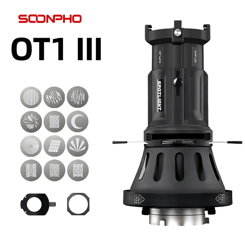 SOONPHO OT1 PRO III professionale ottico snoot per luce a LED con attacco Bowens e lente a 20 gradi ottico snoot