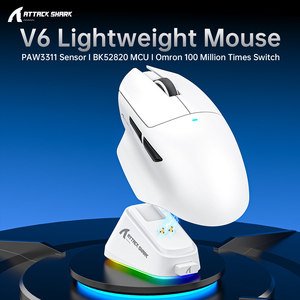 Ratón Inalámbrico para Juegos Attack Shark V6, Sensor PAW3311, 12000 DPI, 3 Modos (BT/2.4G/Cableado), Ligero, RGB Programable, para Deportes Electrónicos - Product Image 6