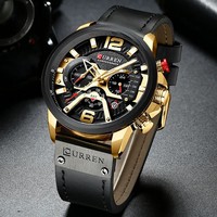 Jam Tangan Quartz Chronograph Pria Curren 8329 Pemasok Tali Kulit Tahan Air Bercahaya Kalender Grosir OEM ODM Jam Tangan Sport