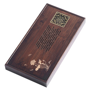 Wholesale bamboo <b>tea</b> tray, new Chinese style lotus design, with copper filter for fast drainage, simple household <b>tea</b> <b>set</b> tray - Product Image 1