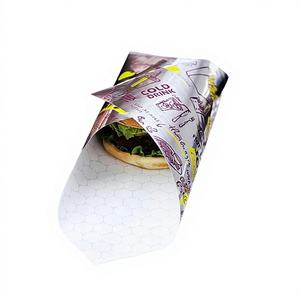 Papier d'emballage alimentaire en papier ciré recyclable avec logo personnalisé imprimé en aluminium pour sandwich, hamburger, pain - Product Image 1