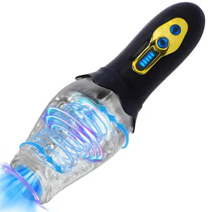 2023 Hot selling 360 degree rotational vibration luminescent silicone inner Automatic Male Masturbator Vagina Butt Ass Sex Toys