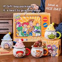 Tasses à café en céramique mignonnes Disney Toy Story 470 ml avec poignée et couvercle pour la maison, les enfants et les cadeaux
