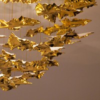 Grand Projet de Lustre Feuille de Verre pour Hall d'Hôtel Escalier Suspendu Collection Cristal Lustre Villa Art Lampe Feuille d'Érable