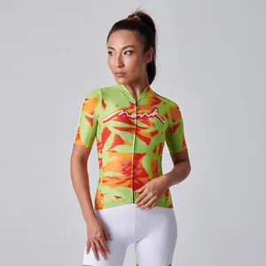 2023 new women's cycling jersey custom print cute green yellow red bike jersey sublimated cycling top t shirt