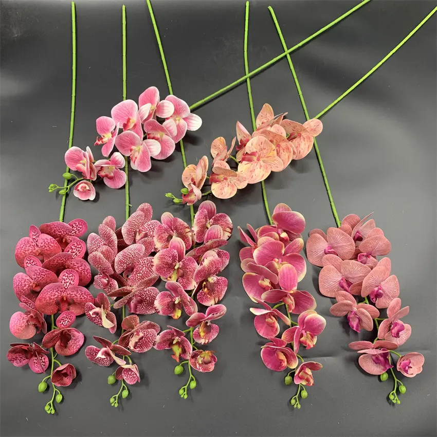 Flores artificiales QSLH-F227, decoración de boda, mariposa, orquídea, tacto real, phalaenopsis
