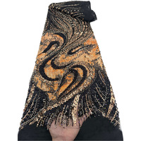 Tissu en maille tricotée transparente brodée de perles et de sequins ondulés pour vêtements féminins, robes de mariée, costumes de scène, sacs et accessoires