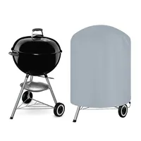 Waterproof Gas BBQ Grill Covers Patio Outdoor Barbecue Grill Cover Round Dust proof Windproof Tear Resistant Gray