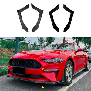Ford Mustang Front Spoiler Air Blade ABS Piano Black Carbon Fiber Texture 2018-2023 Adhesive Installation - Product Image 1