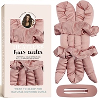 Lot de 4 bigoudis sans chaleur en satin pour la nuit, tiges à boucler en U sans chaleur avec chouchous, logo personnalisé pour femmes