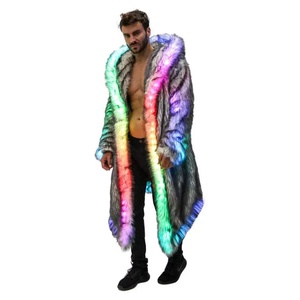 Carnival Performance Party Costume <strong>Men's</strong> European American Cosplay Hooded LED Music Festival <strong>Clothing</strong> Faux Fur Coat - Product Image 1