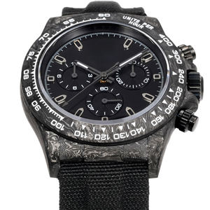 Montre de sport de luxe en fibre de carbone noire pure, cadran à aiguilles, bracelet 20 mm – Multifonctionnelle, inspirée des pilotes de course - Product Image 2