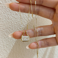 Aazuo – bijoux de luxe réels, gros diamants cultivés en laboratoire, 3,0 ct, pendentif carré en or jaune massif 18 carats avec chaîne, cadeau d'amour pour femme