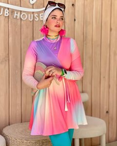 2025 Nieuwe Islamitische Damesbadpak 4-delige Set Moslim Kleurrijke Dames Moslim Badpak Burkini - Product Image 3