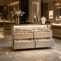 Vitrine murale pour bijouterie sur mesure, comptoir d'exposition de bijoux en verre éclairé, armoire de présentation de bijoux avec grand tiroir de rangement