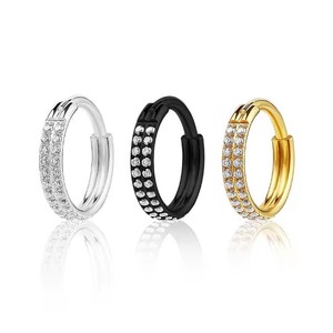Pendiente de aro de acero inoxidable con incrustaciones de circonia de 10 mm para perforaciones de nariz, labio y cartílago, joyería de regalo - Product Image 1
