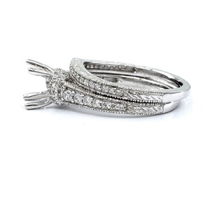 China Factory Price Fabulous Design Top Quality Platinum White Gold Real Diamond Round Shape Wedding Ring Set for Bridal - Product Image 3