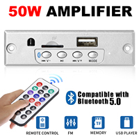 Reproductor MP3 para Auto de 50W 12V, Amplificador, Placa Decodificadora MP3 de 25W, Módulo de Grabación USB, Radio FM AUX, Altavoz Manos Libres, Música