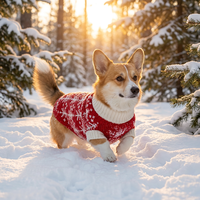 Pull de Noël en coton de luxe pour chien, vêtements tricotés d'hiver pour petits chiens, tenue de chiot imprimée Noël, vente en gros