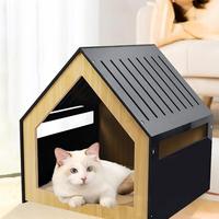 Maison pour animaux de compagnie de luxe moderne et minimaliste, en bois massif, détachable, écologique, pour chats et petits chiens, pour salon