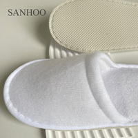 SANHOO OEM écologique personnalisé pas cher impression blanc hôtel pantoufles Eva 5cm semelle bout ouvert pour femmes pantoufles