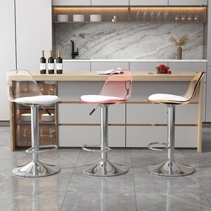 Tabourets <span class=keywords><strong>de</strong></span> <span class=keywords><strong>bar</strong></span> commerciaux pivotants avec dossier <span class=keywords><strong>transparent</strong></span> en plastique, chaise haute réglable en hauteur, tabourets <span class=keywords><strong>de</strong></span> comptoir pour la cuisine - Product Image 2