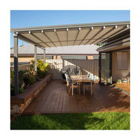 Pergola à toit rétractable en aluminium, pliage manuel, auvent en PVC imperméable, pour jardin, terrasse, restaurant, balcon, télécommande, 8m