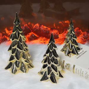 Árboles <span class=keywords><strong>de</strong></span> <span class=keywords><strong>Navidad</strong></span> <span class=keywords><strong>de</strong></span> Cerámica Electrochapados en Oro Metálico, Decoración <span class=keywords><strong>de</strong></span> <span class=keywords><strong>Mesa</strong></span> <span class=keywords><strong>de</strong></span> Porcelana en Varios Tamaños - Product Image 4
