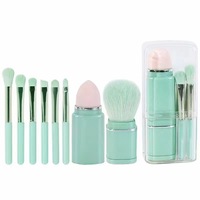 Mini ensemble de pinceaux de maquillage portable mignon, adapté aux voyages, ensemble de 8 pinceaux de maquillage avec étui