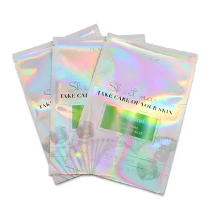 Custom Printing Plastic Resealable Aluminum Foil Zipper Small Pouch Transparent Laser Holographic Ziplock Bags