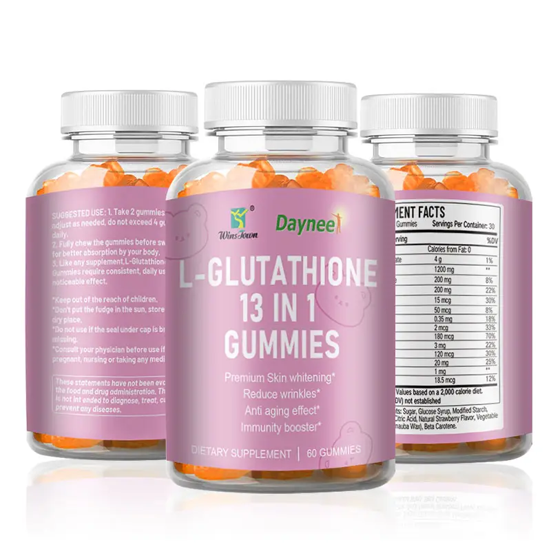 OEM l-glutatyon gummies cilt beyazlatma vitaminleri doğal sakızlı günlük beslenme takviyeleri özel yumuşak şeker fabrikası